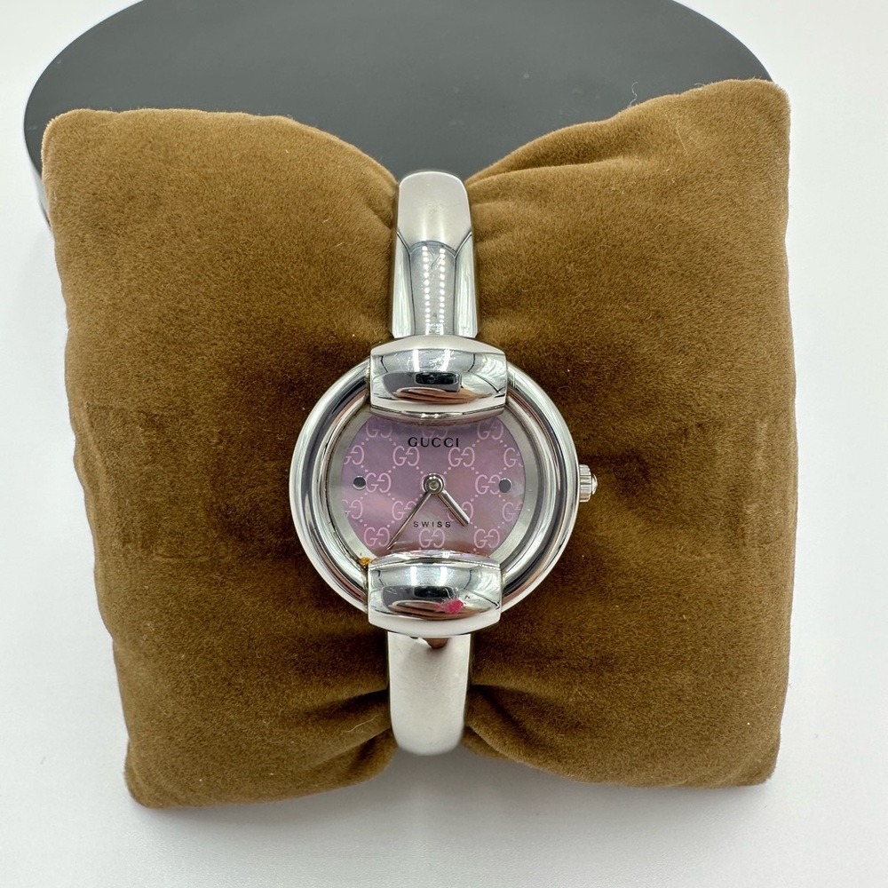 GUCCI Watch Ladies Gucci 1400L Pink Silver YA014513 - Picture 1 of 8